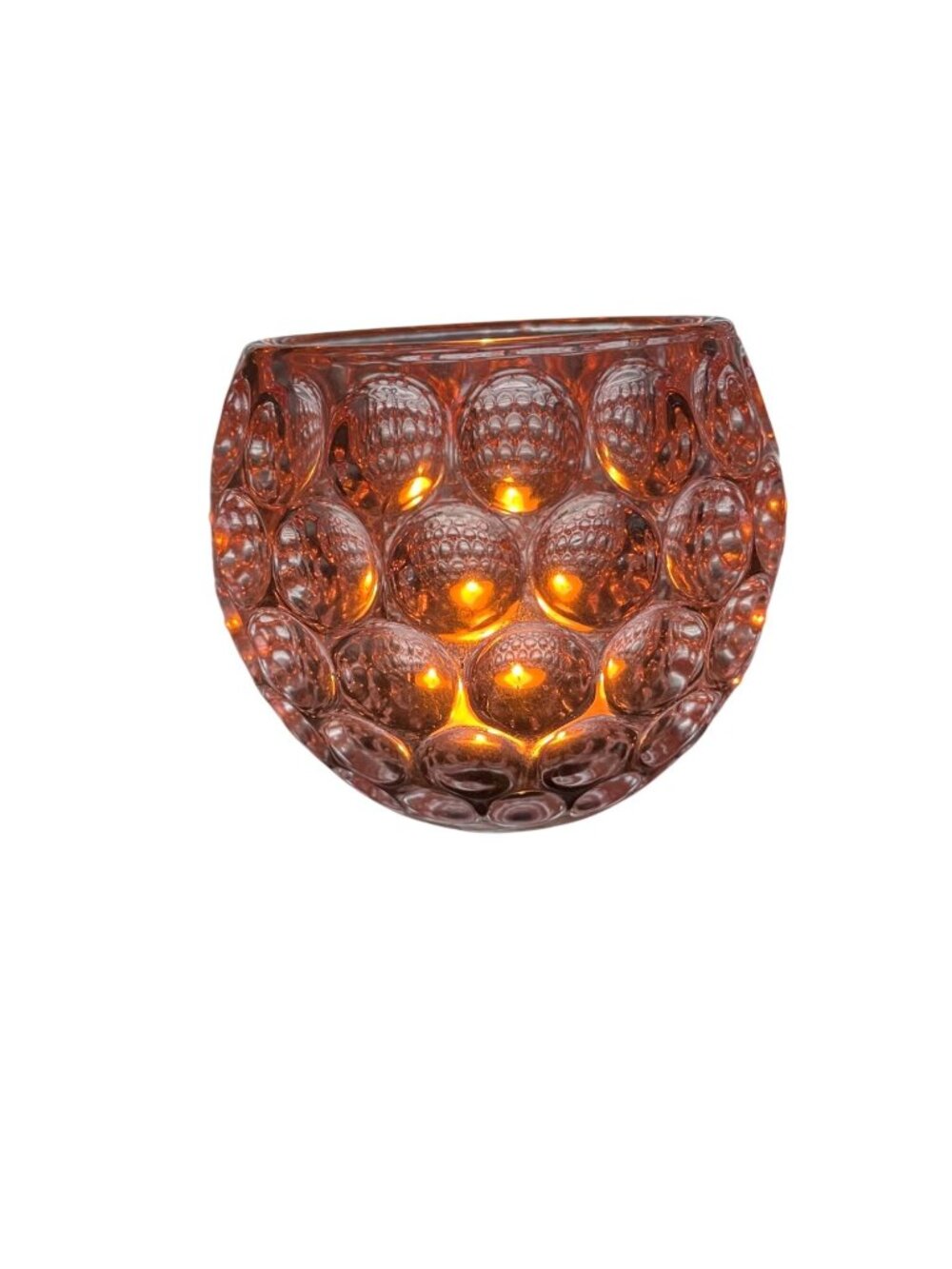 Vintage Inverted "Bubble" Tea Light Holder - Pink Cottagecore Grandmacore